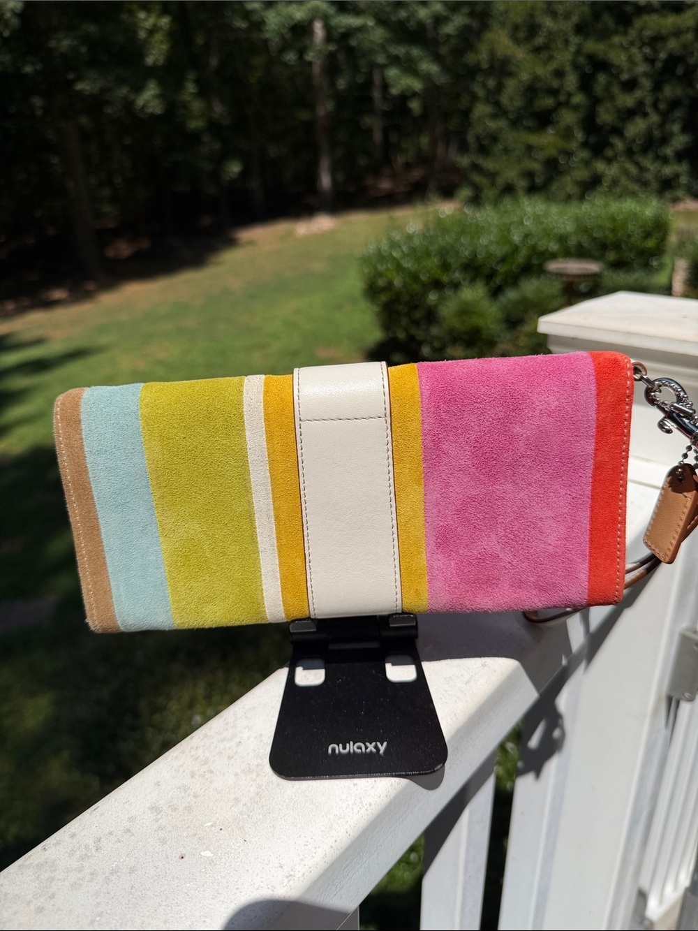 Coach Soho Wristlet/Clutch Multicolor Suede Striped, Leather Trim *VINTAGE* 2003 - Picture 12 of 17